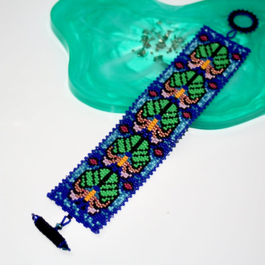 Art Nouveau style beadwork bracelet