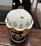 Mottoware pin cushion ‘take a little cream’ embroidered flowers and bee - Image 3