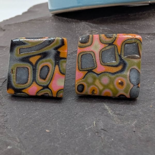 Geometric arty square studs