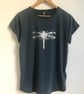 Dragonfly Womens organic cotton rolled short sleeve stonewash denim blue tee - Image 5