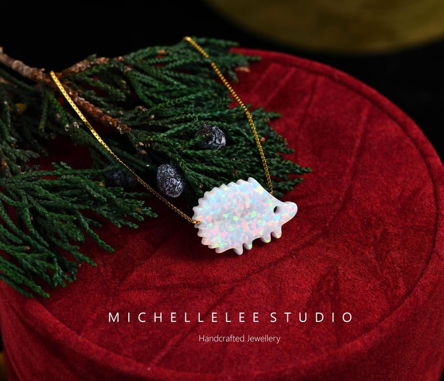 Opal Hedgehog Necklace With 925 Sterling Silver Chain