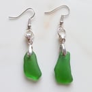 Dazzling Green Seaglass earrings - REDUCED 
