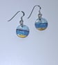 Hand Painted Beach Scene Earrings – Coastal Beach Artwork – Tiny Art - Waves