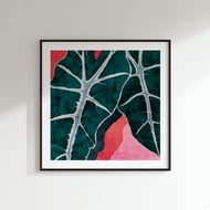 Elephant Ear Alocasia amazonica Polly Botanical Square Art Print