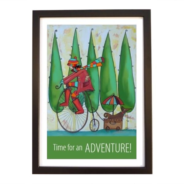 "Adventure" print black frame