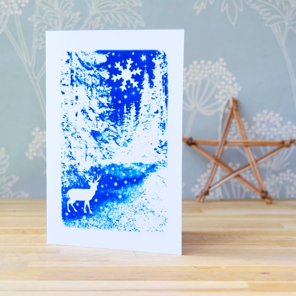 Winter Wonderland Christmas card from Cyanotype image