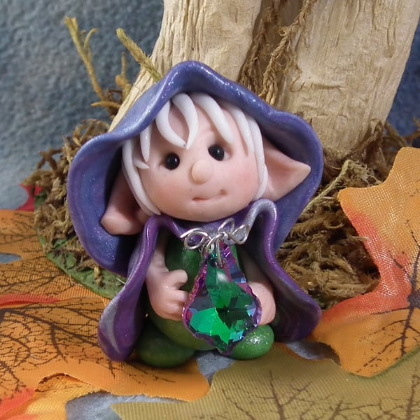 RESERVED FOR KIM Tiny Magical Gnome 'Ariel' with gemstone