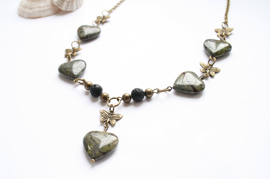 Jasper necklace, lava necklace, statement necklace, Valentine's gift
