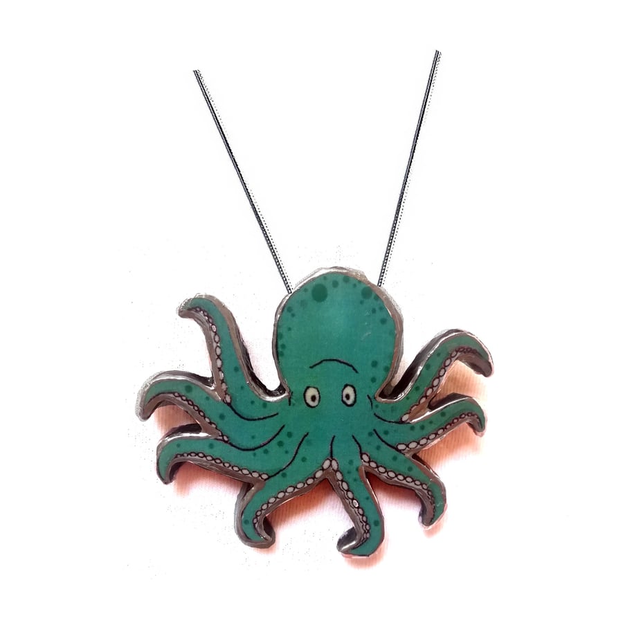 Wonderfully Whimsical Large Octopus Turquoise Necklace by EllyMental