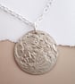 Moon Map Necklace, Large 30mm Recycled Sterling Silver Moon Pendant, 24 Inch Lon