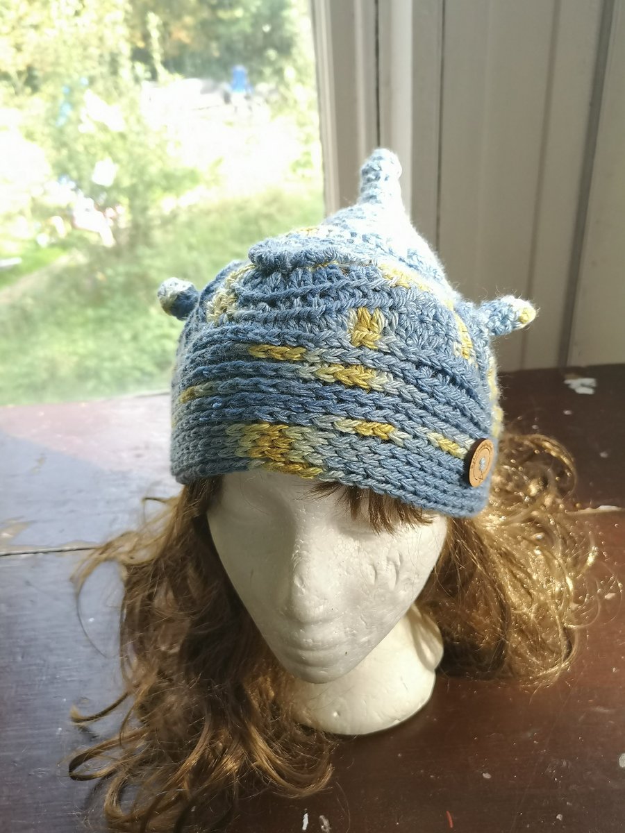 Blue Crochet Hat, quirky and unusual - Bargain Bin now only 20 quid.