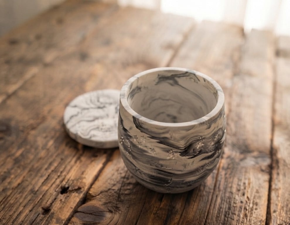 Black & White Marble Effect Starry Jar