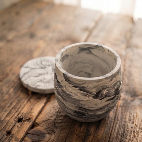 Black & White Marble Effect Starry Jar