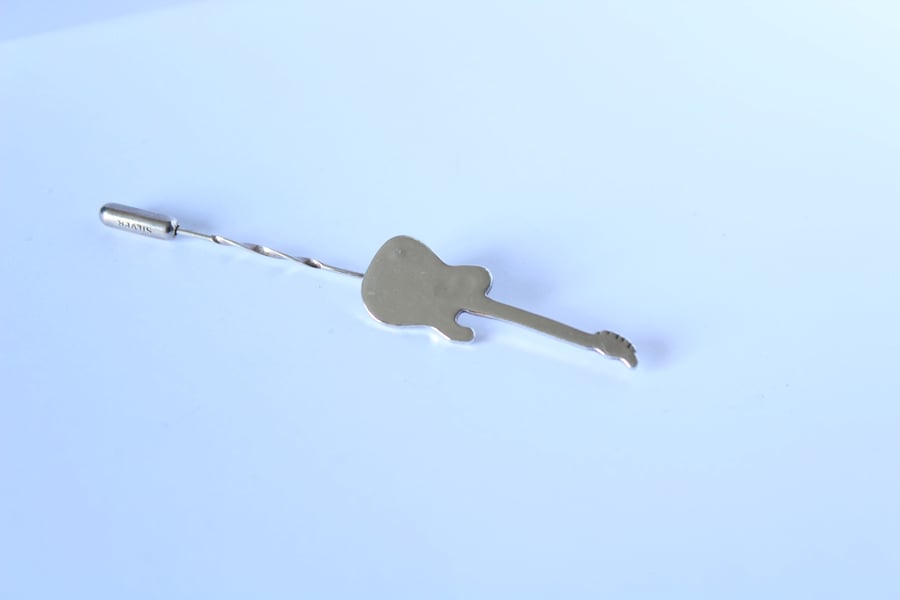 Handcut Sterling Silver Telecaster style Guitar tie pin
