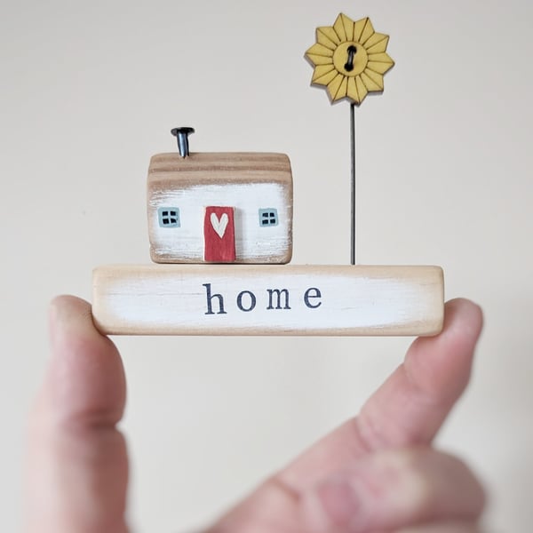 Little Wooden Painted House and Base in a Bag