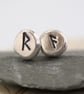 Silver Rune Studs Rustic Nugget Earrings on Posts Choose your Viking Rune - Image 8