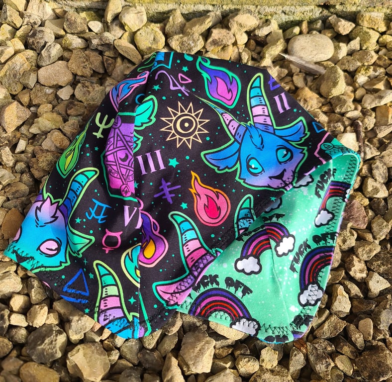 Reversable Bike Helmet Hat Adult M - Occult Goat & Sweary 