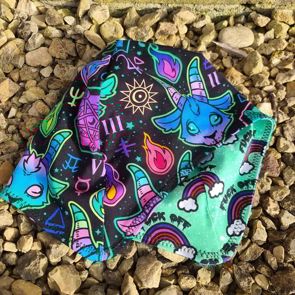 Reversable Bike Helmet Hat Adult M - Occult Goat & Sweary 