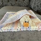 Pastel Shades Baby Blanket, Baby Girl Gift, Hand Crocheted, Newborn Gift Idea