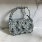 Metallic Silver Crochet Evening Bag