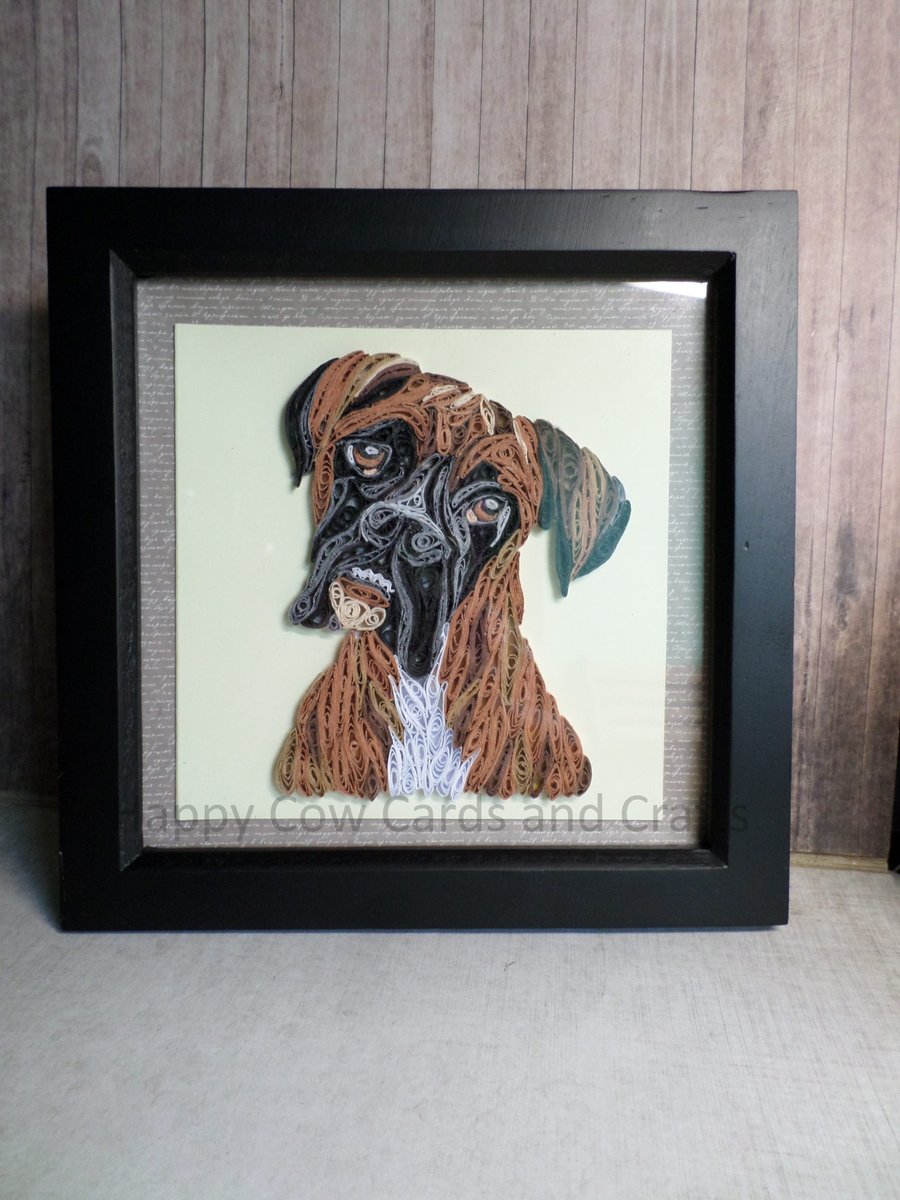 Boxer quilled greetings card art (frame an optional extra)