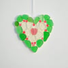 Small  heart  mosaic wall hanger in green and pink