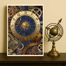 Personal Astrological Art - Brass and Leather Astrology Chart