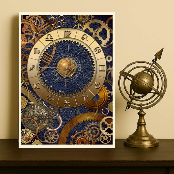 Personal Astrological Art - Brass and Leather Astrology Chart