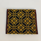 Japanese Vintage-Inspired Tatami Heri Card case – Gold & Navy Geometric Bloom