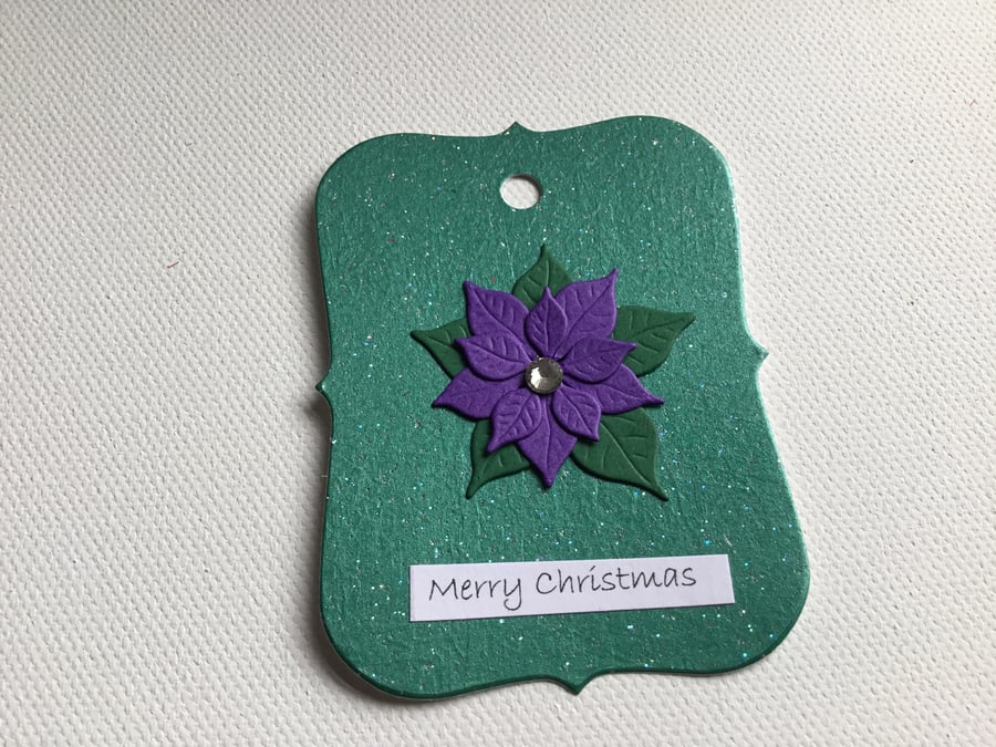 gift tag. Christmas poinsettia gift tag. Gift wrap.  CC593