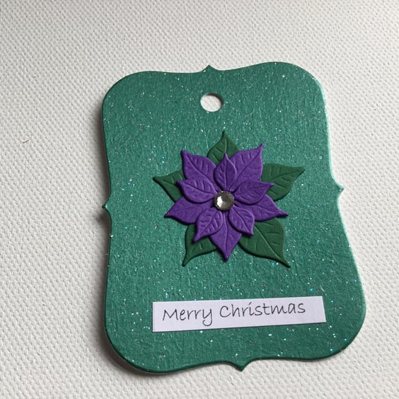 4 gift tags. Christmas poinsettia gift tags. CC593. Perfectly imperfect 