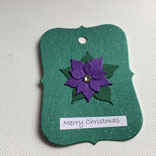 gift tag. Christmas poinsettia gift tag. Gift wrap.  CC593