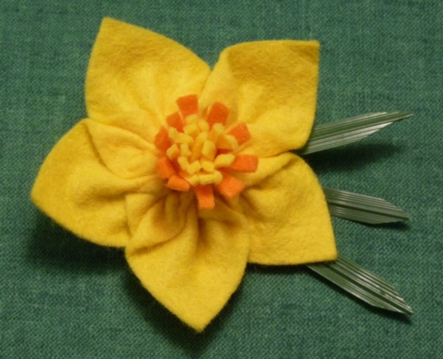 Yellow & Orange Felt Brooch for St David's Day