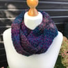 Chunky Infinity scarf in acrylic, colour Navy Marble