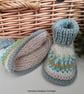 Designer Fairisle 90% % 100% Merino Wool Booties 3-9 months size - Image 2
