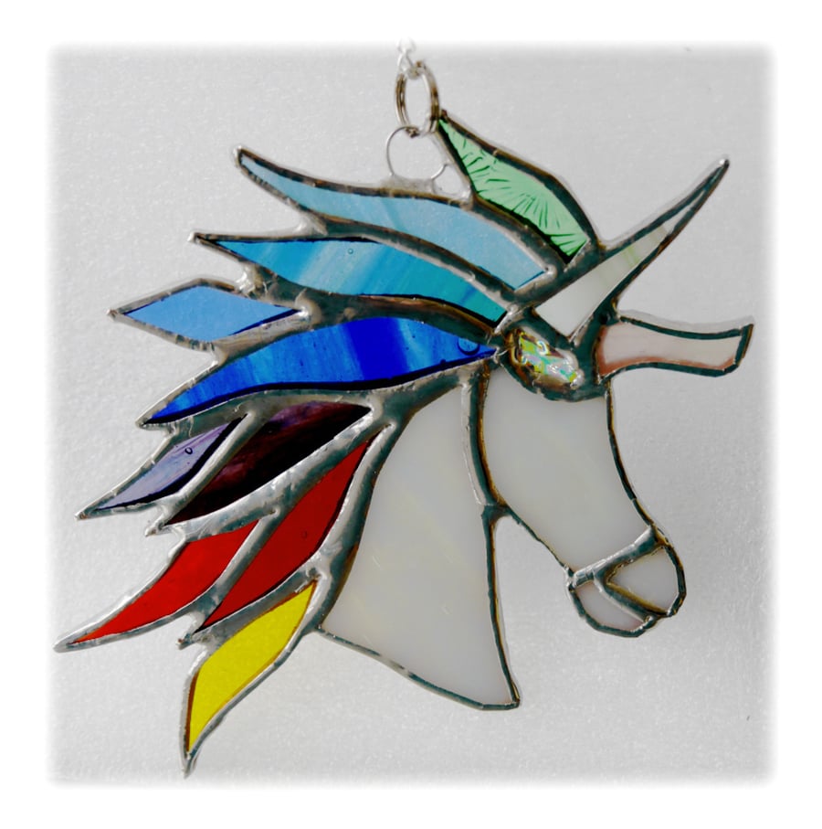 Unicorn Suncatcher Stained Glass Handmade Rainbow 012 Serendipity