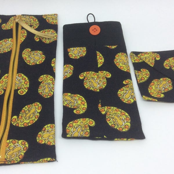 Beautiful bundle, Glasses Case, matching corner book mark and pencil case