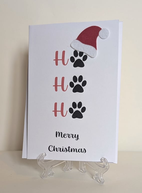 Ho Ho Ho Merry Christmas pawprints card