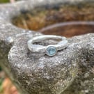 Chunky silver and blue topaz freeform ring size N