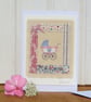 Little pram embroidery on card to welcome a precious new baby girl - Image 2