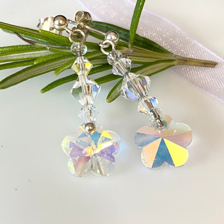 Crystal Drop Earrings - silver, glass, Swarovski© Elements  (last pair)