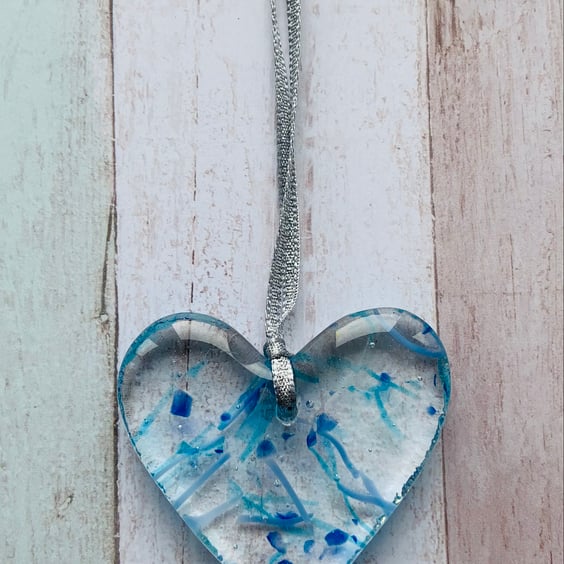 Beautiful Hanging Cast Glass Heart