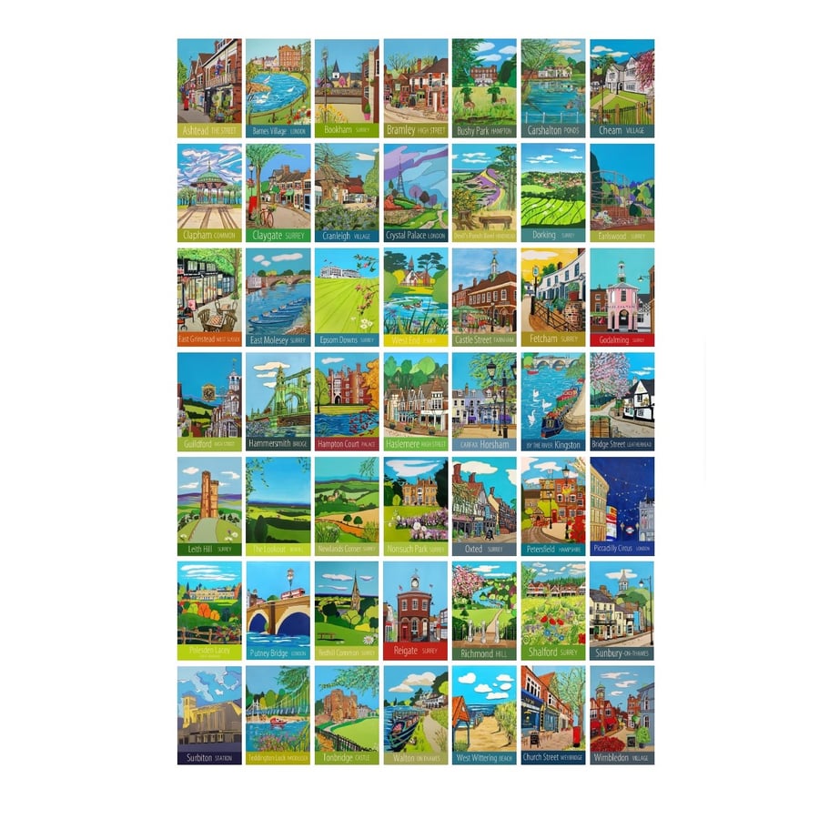 Travel posters of the South East print by Susie West