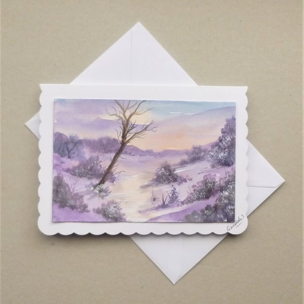 hand painted watercolour blank greetings card ( ref F 632.C5 )