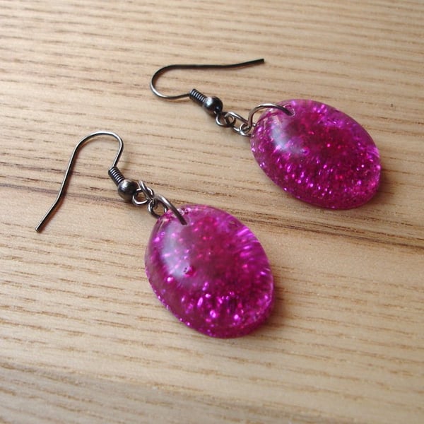 Pink Sparkle Resin Earrings