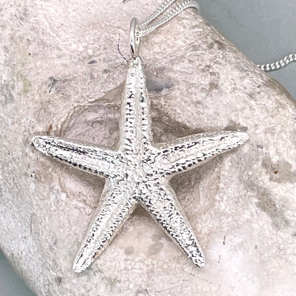 Silver starfish pendant, large