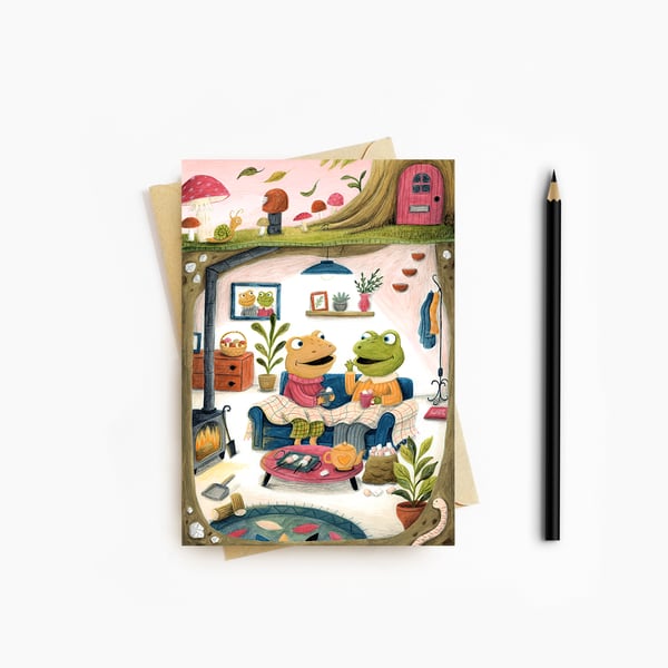 Frog and Toad Card - Blank Card - Greeting Card