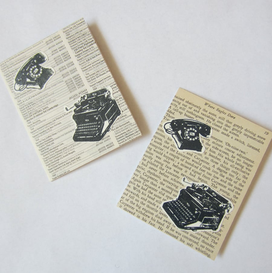 2 Telephone and Typewriter Note Cards