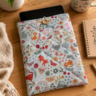 Handmade Quilted IPad Cover Padded Fabric Sleeve with button fastening