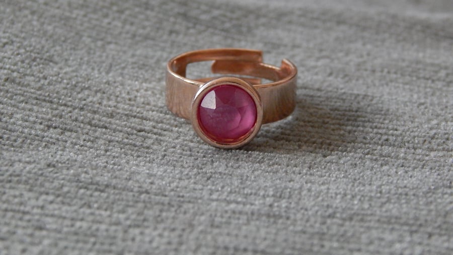 Peony Pink Solitaire Swarovski Ring